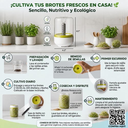 KIT GERMINADOR DE BROTES + SEMILLAS DE REGALO.