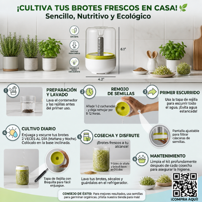 KIT GERMINADOR DE BROTES + SEMILLAS DE REGALO.